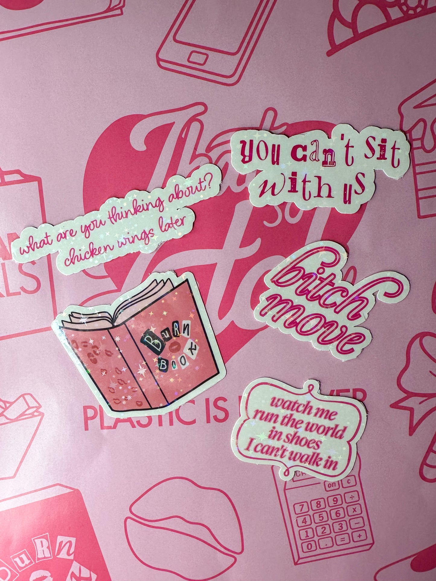 Mean Girls Pink Glitter Stickers | Mean Girls 2024 Renee Rapp Waterproof