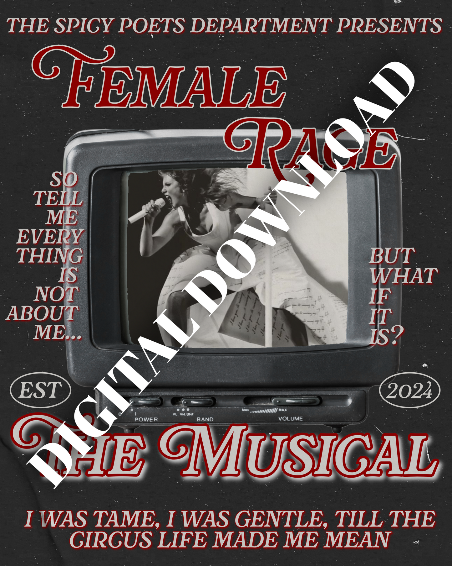 Female Rage Taylor Swift Lyric Poster | DIGITAL DOWNLOAD