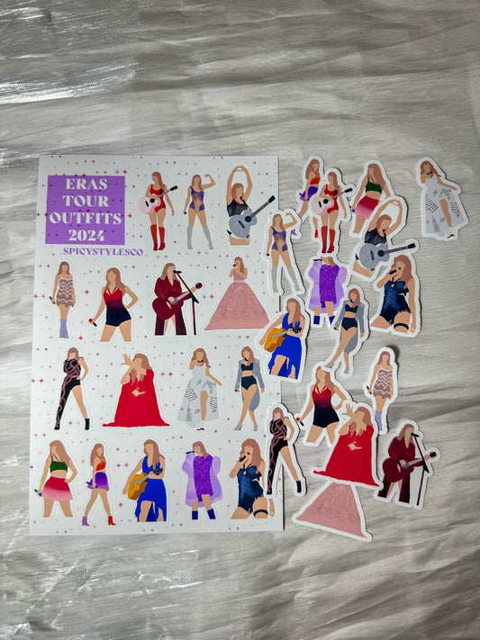 TS eras tour outfits sticker sheet or set