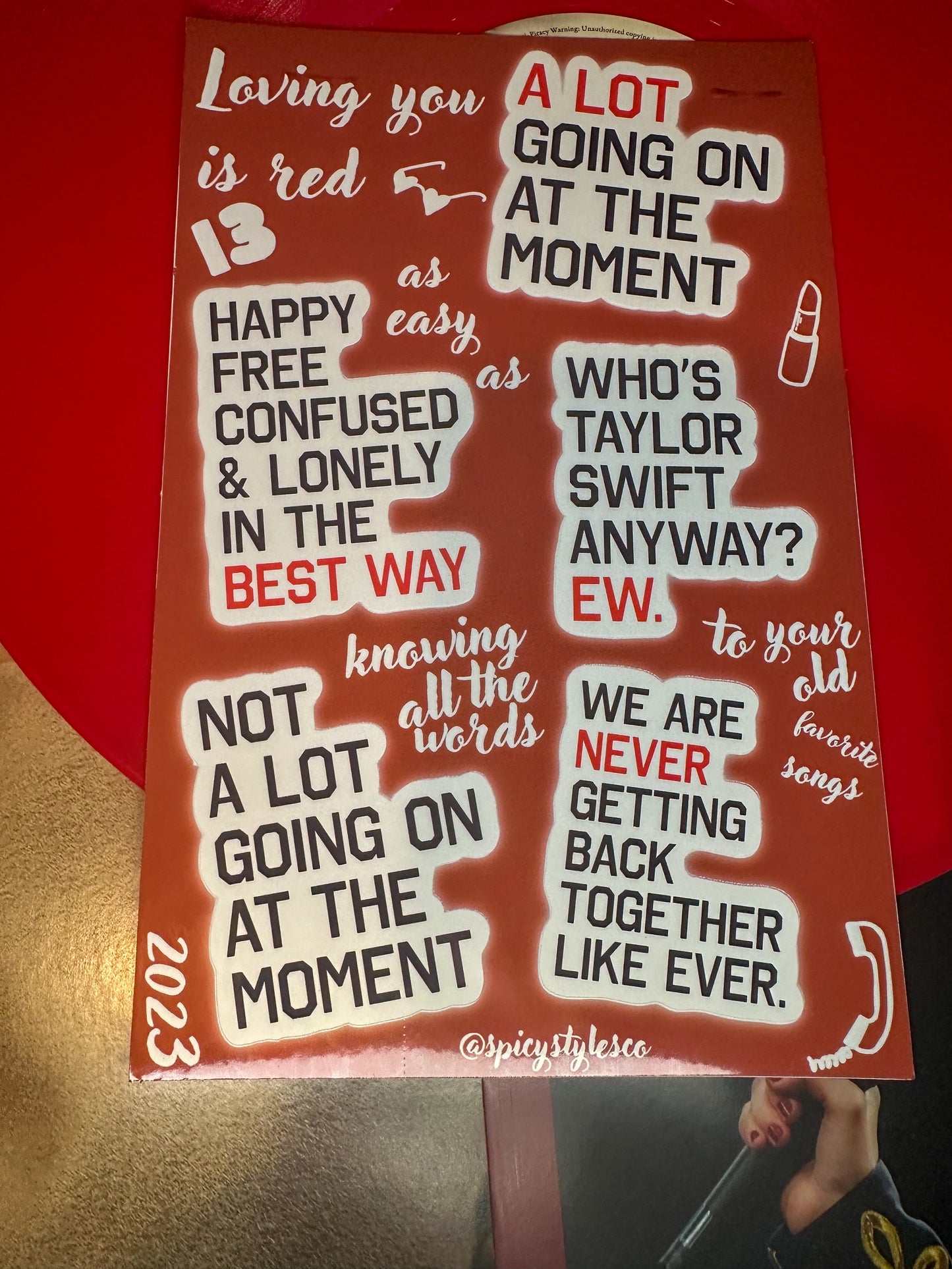 loving him is red TS4 sticker sheet