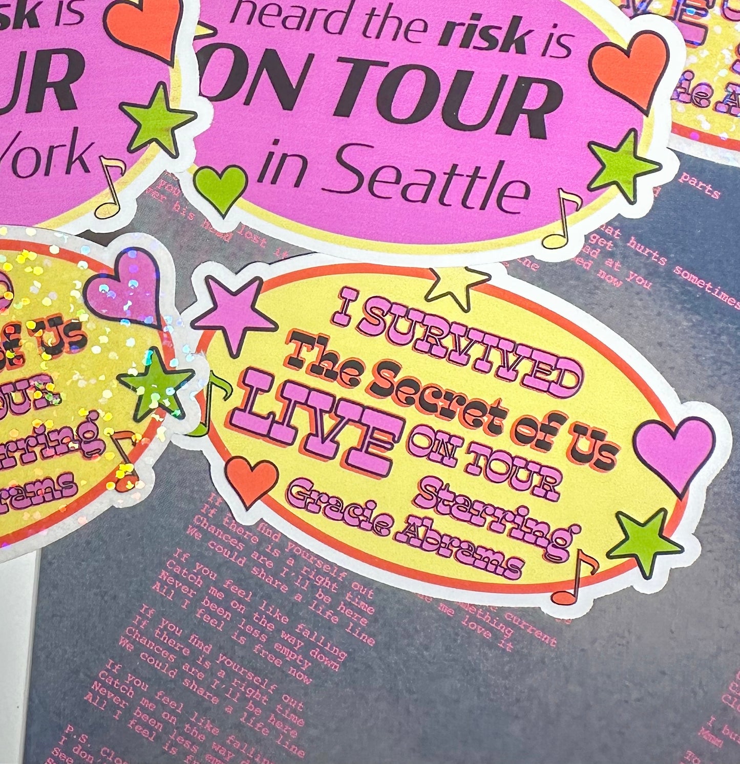 yellow TSOU tour sticker