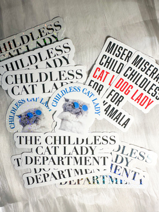 childless cat/dog lady department sticker set