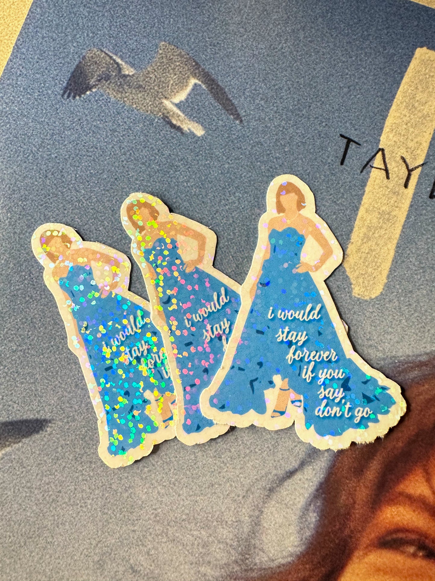 3 Glitter Taylor Swift Stickers | Karma is a cat, Cruel Summer, Say Dont Go 1989 dress | Swiftmas Eras Tour Cute Waterproof Stocking Stuffer