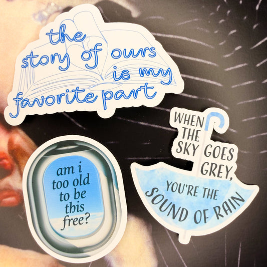 soft sound of rain/act my age blue lyrics LA6 sticker set