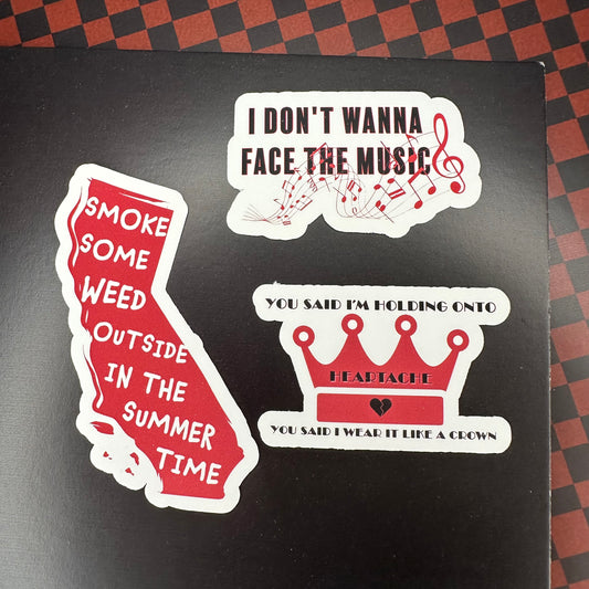 red fitf lyric LT2 sticker set